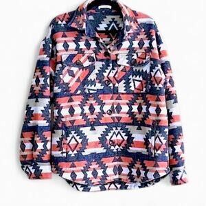 Staccato Women's Shacket Southwestern Button-Up Warm Lined Coat Multicolor L